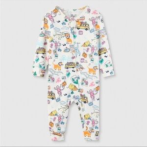Roller Rabbit x Target Children's White Adventure Print One-Piece Zipper Romper